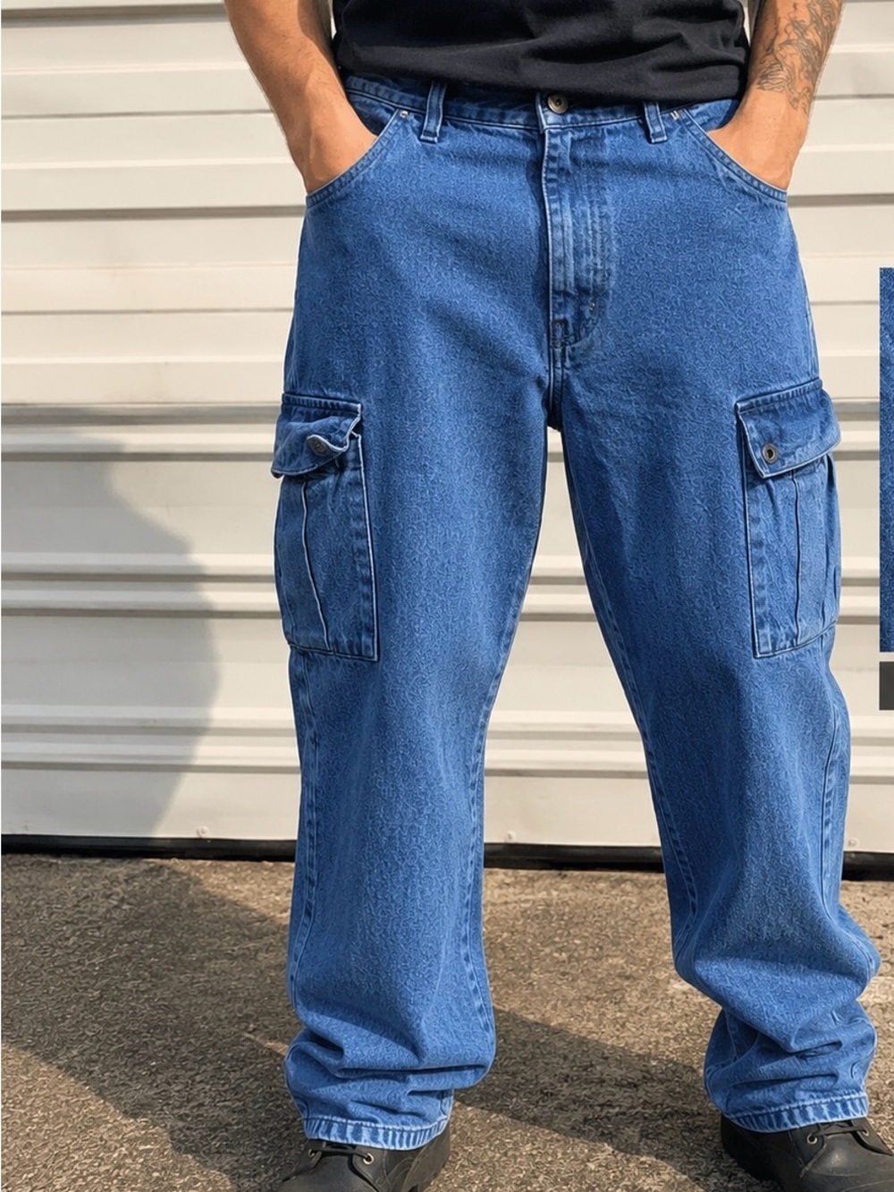 Harley-Davidson Cargo Jeans Men’s 40x 29  Blue Denim Biker Pants